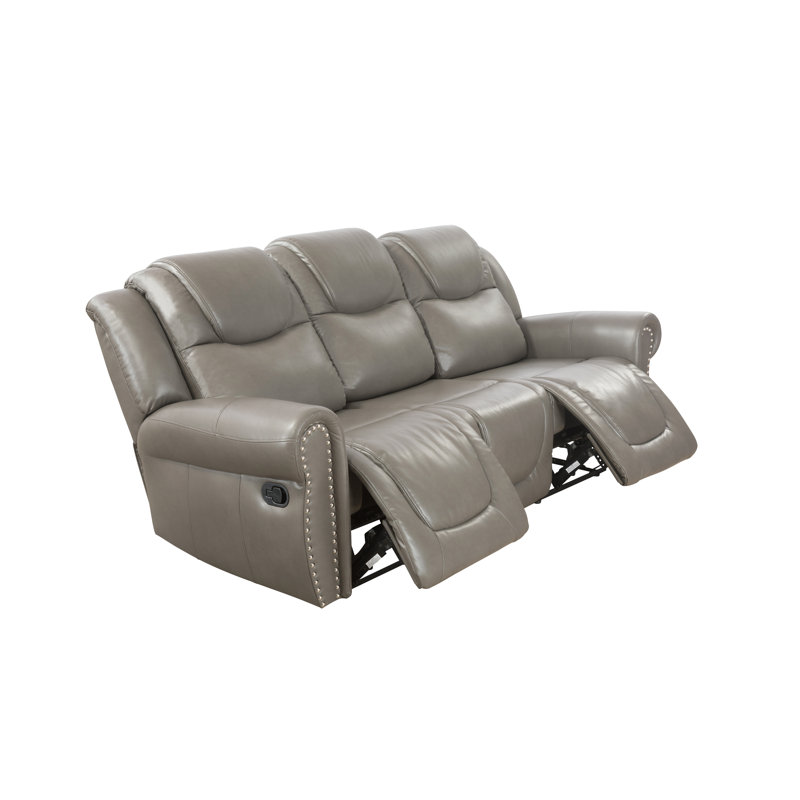 Talyssa 86" Upholstered Reclinging Sofa, Gray Faux Leather 