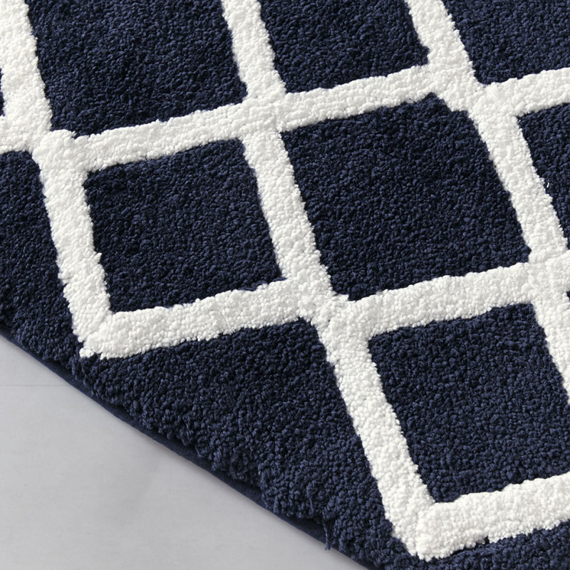 Reversible High Pile Tufted Microfiber Bath Rug, Runner 2' x 5', Navy