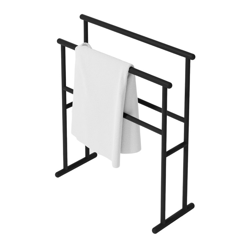 Yoku Floor Mounted Towel Stand, Black Oak