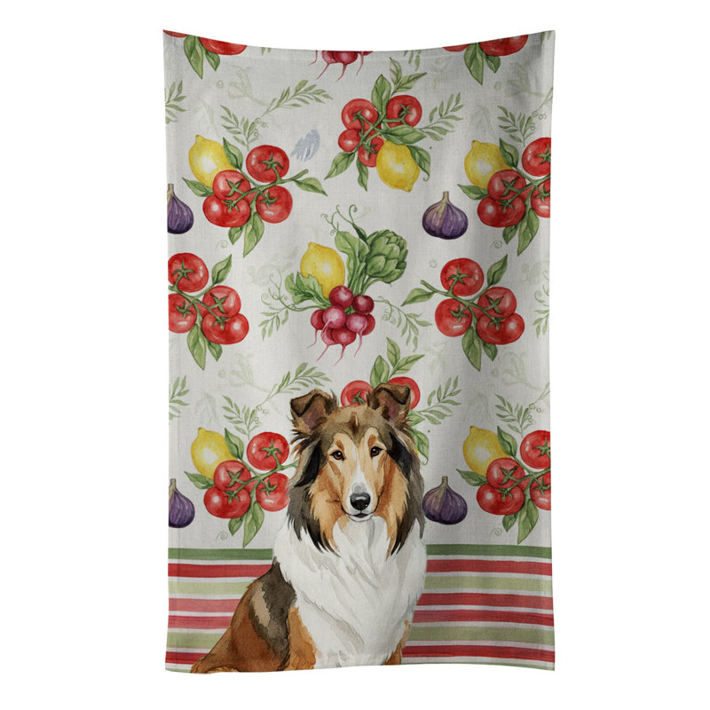 Sable Collie Vegetables Kitchen Towel, Sable Collie