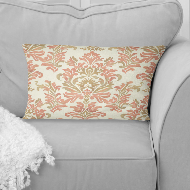 Coussin lombaire Coral Pink Damask Charm II - Transitional