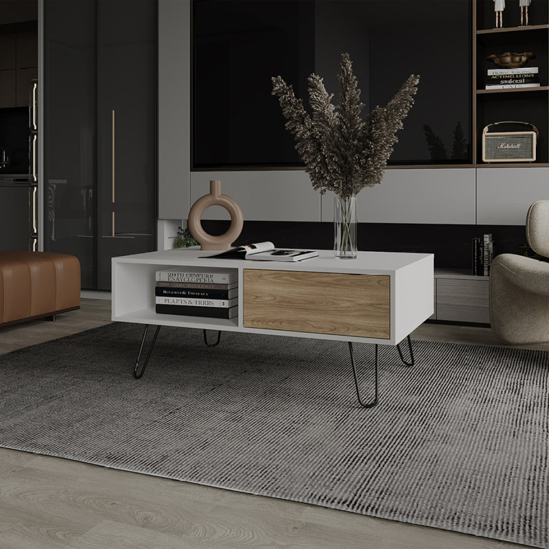 Table basse Taylor, salon, blanc / pin clair