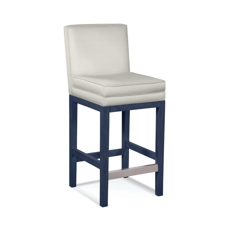 Upholstered Stool, Honey Finish, Vanilla Crypton Performance; 0822-91