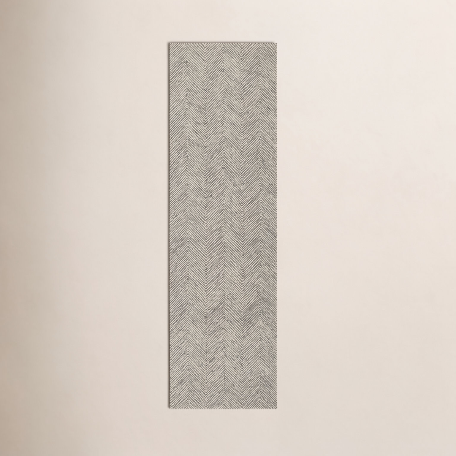 Wheaton Gray Beige Hand-Tufted Wool Chevron Rug, Runner 2'3" x 8'