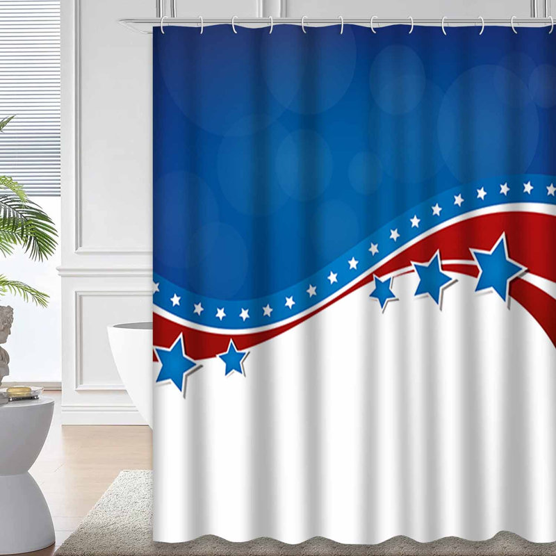 Rideau de douche à 12 crochets American Swoosh Star, L 72 po x l 72 po