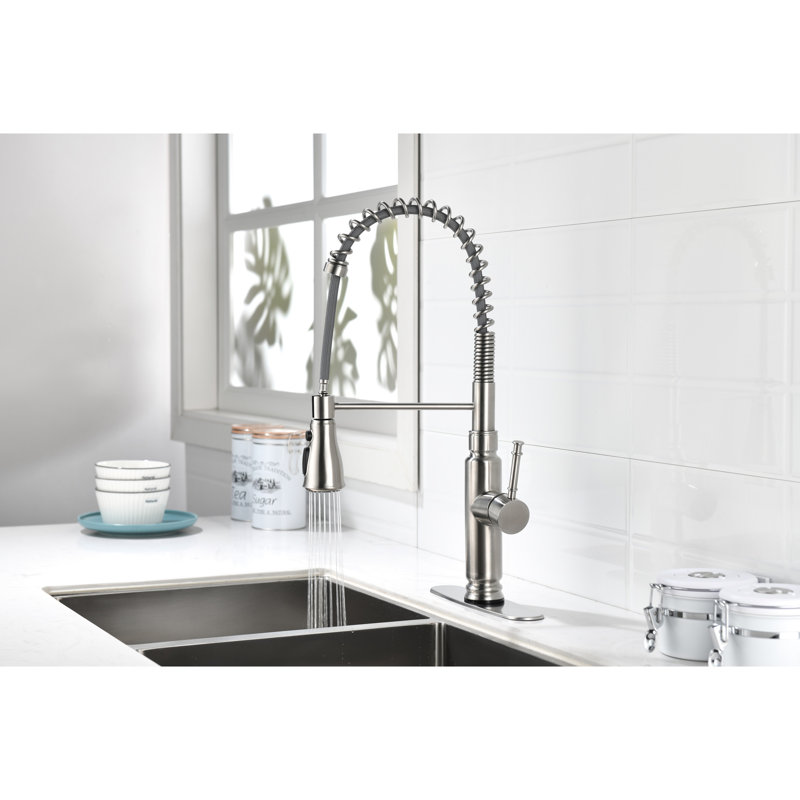 Stainless Steel Touch Faucet With Pull Down Spray - 360-Degree Cleaning, To Corrosion Kitchen And Nozzle Rotation,