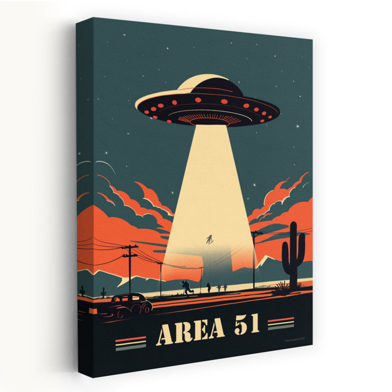 Area 51 UFO Abstract Contemporary Landscape Nature Wall Art Print, 45.72cm H x 30.48cm W