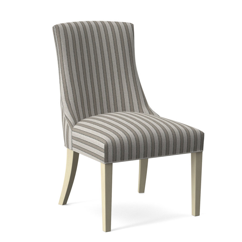 Tuxedo Slipper Dining Chair, Bisque Finish, Light Blue Performance Fabric; 0851-55