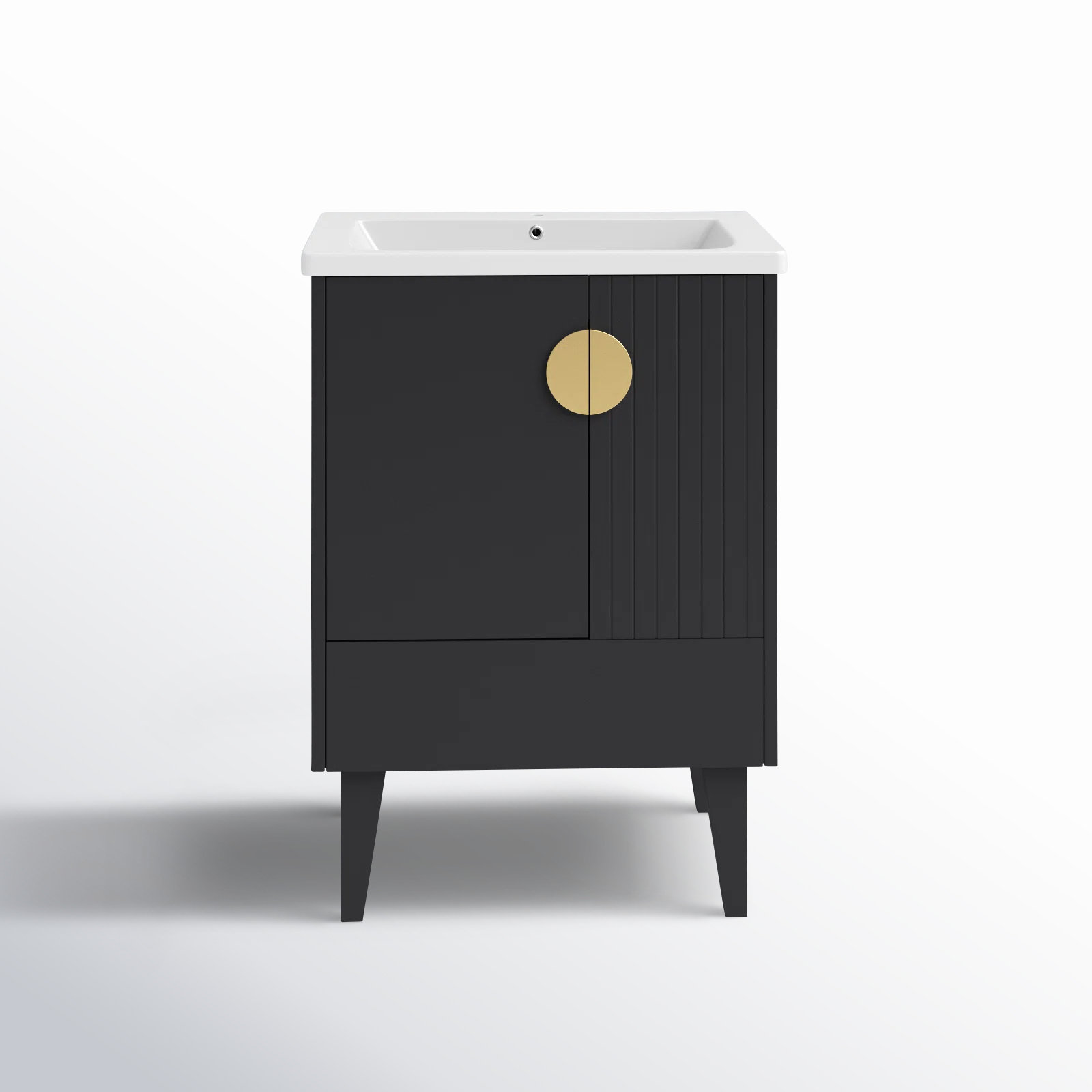Saimah 24'' Single Bathroom Vanity, Satin Brass, Black
