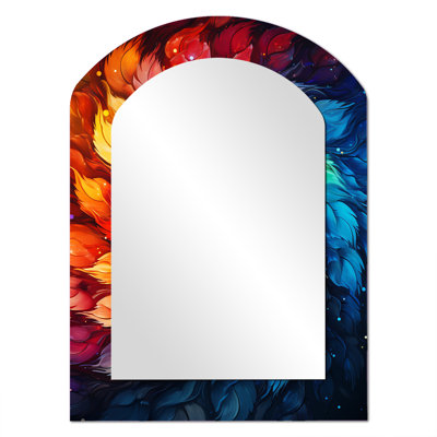 ColorfulFloral Fractal Spiral III - Fractal Asymmetrical Wall Mirror, Modern Arch Decorative Mirror, Printed Metal Art