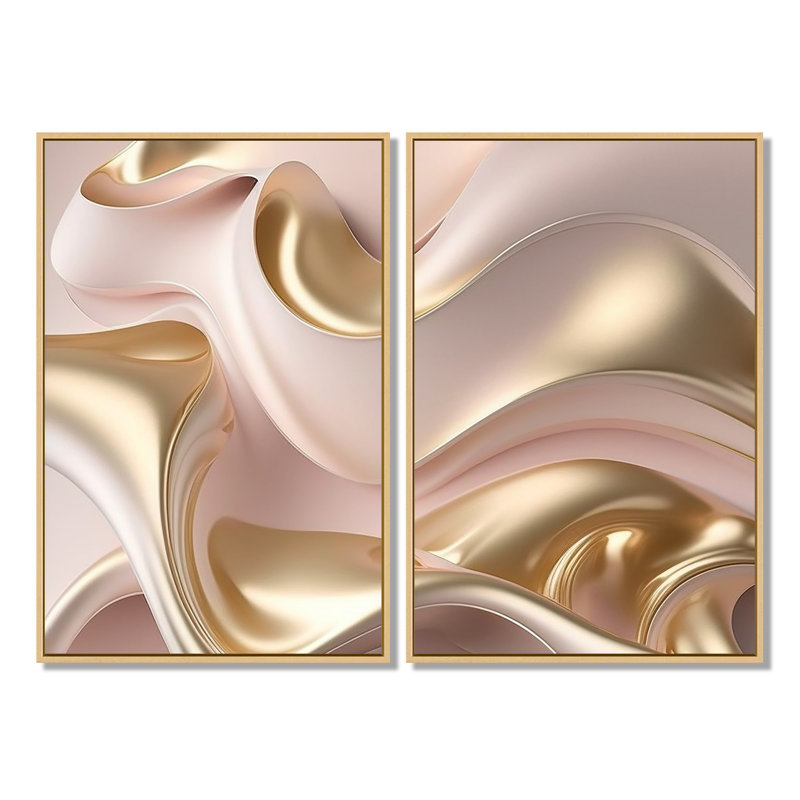 Sophistication subtile en rose exquis et or VI - impressions sur toile roses, Cream, 36" H x 48" W