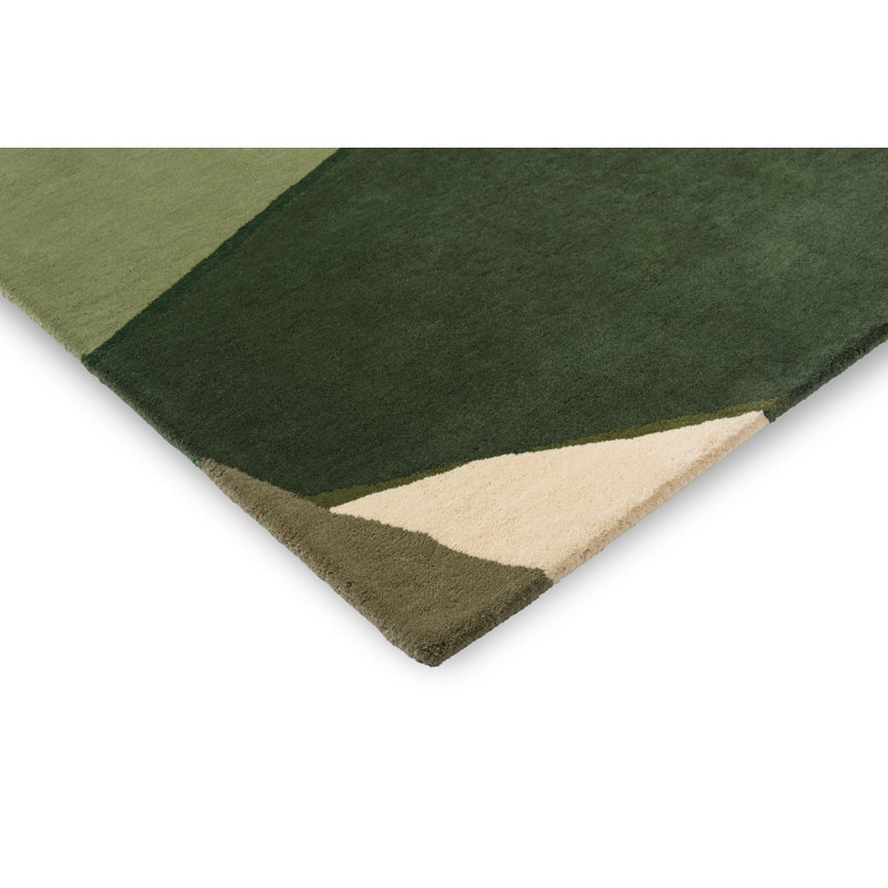 Sumi Reflect Hand Tufted Wool Abstract Area Rug in Fern/Pistachio, Rectangle 4'7" x 6'7"