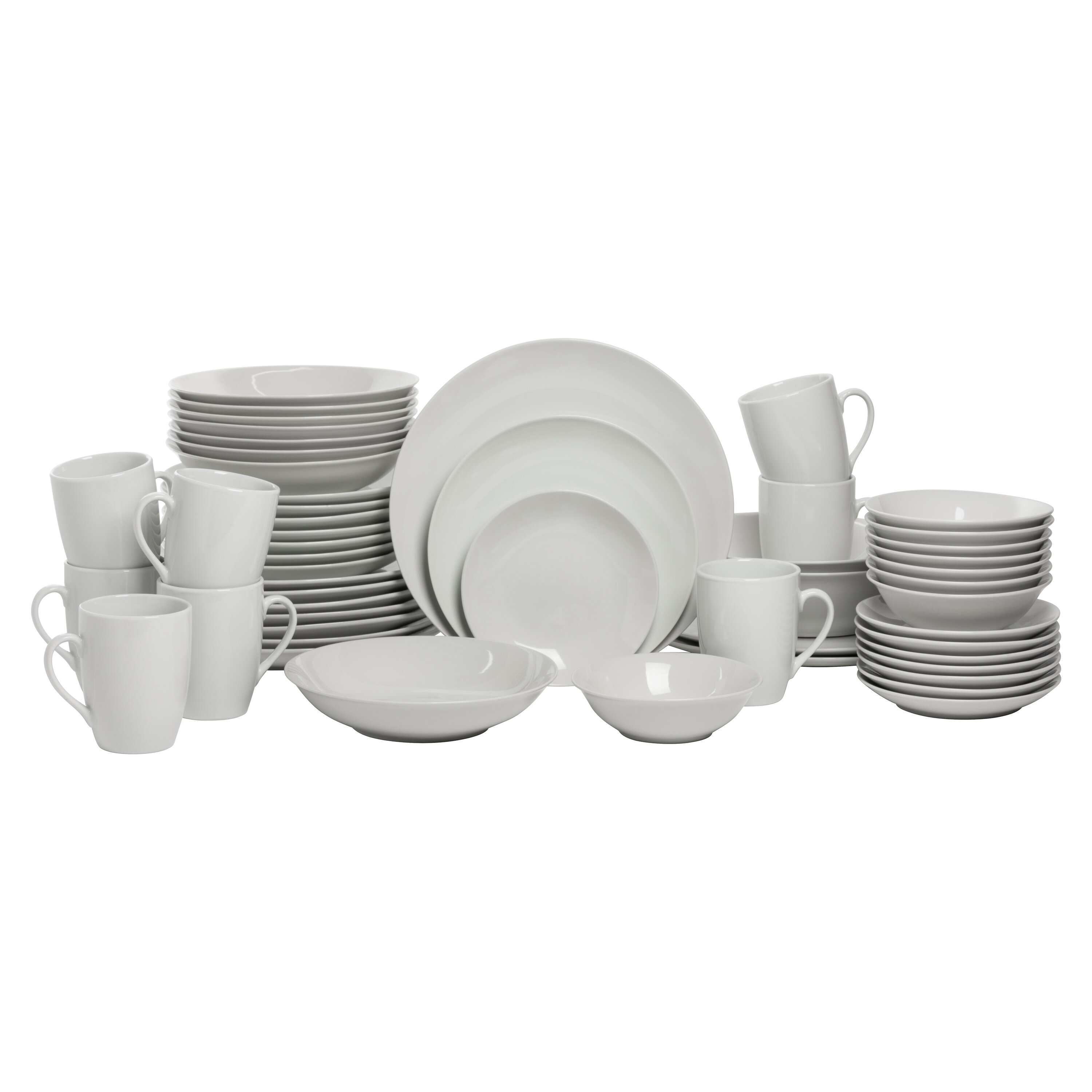 40Pc Kitchen Dish Dinnerware Set for 8 White Ceramic Plates W