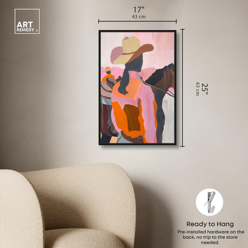 Midwest Dreams Canvas Trendy Cowgirl Art Prints by Art Remedy, Black Framed, 25" H x 17" W