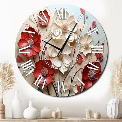 Horloge murale rouge et blanche