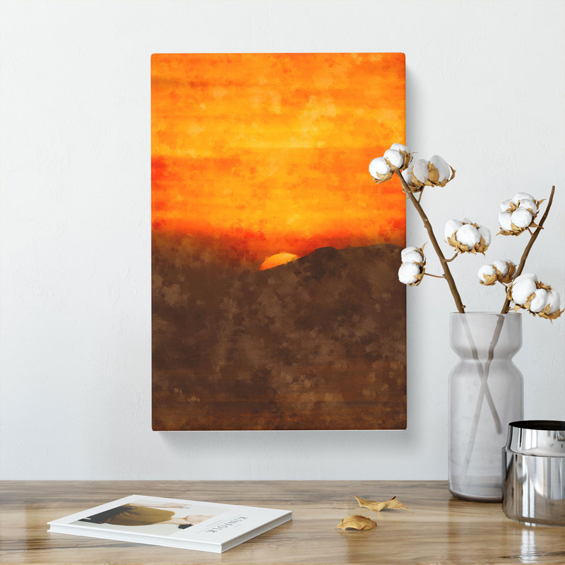 Orange Sunset Abstract - Wrapped Canvas Painting, 60cm H x 40cm W x 3cm D