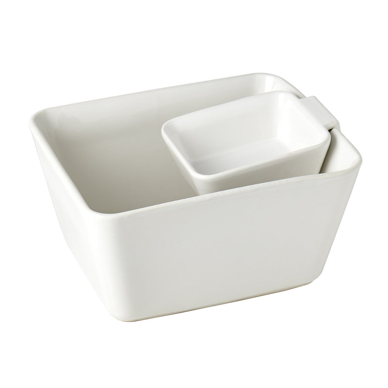 Denmark Tools for Cooks Rectangular Ceramic Chip and Dip Set