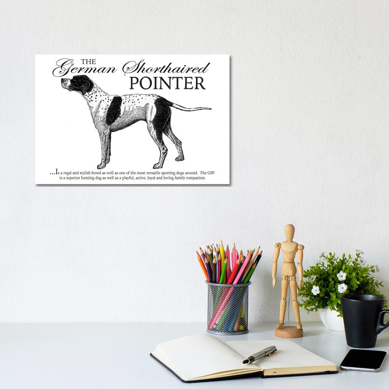 Vintage German Shorthaired Pointer Storybook Style by Traci Anderson - Wrapped Canvas Gallery-Wrapped Canvas Giclée