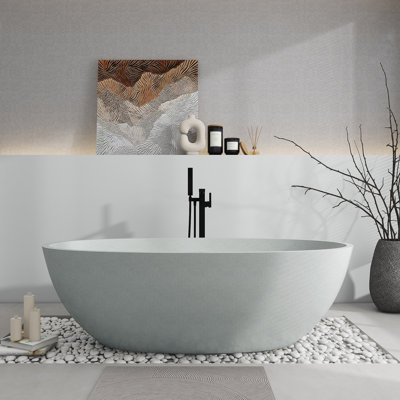 71'' X 35.4'' Freestanding Soaking Terrazzo Bathtub