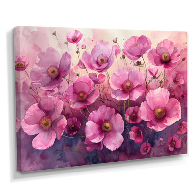 «Pink Buttercup Flower Fields - Buttercups», reproduction d'art murale