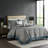 5 Piece Queen Bedspread - , Teal Throw Pillows 100% Microfiber Reverse Cotton Fill, Captivating Grey Border With Stylish