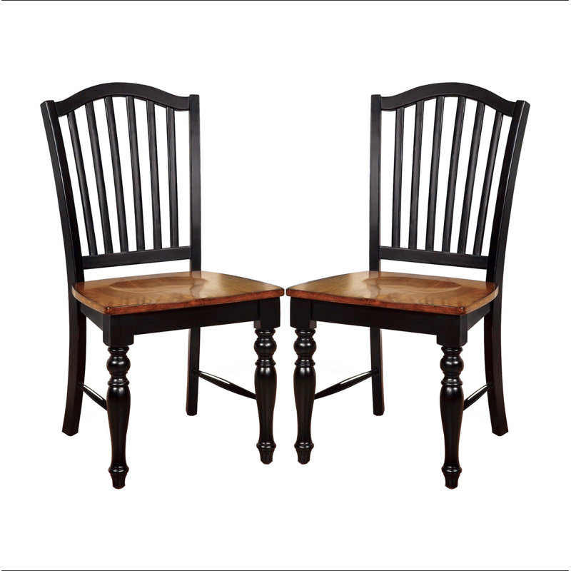 Ensemble de 2 chaises d'appoint au fini noir et chêne antique