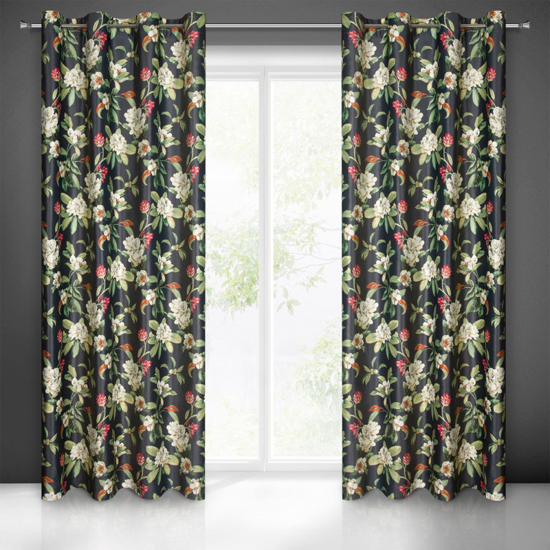 Ageet Semi Sheer Curtains Single Panel, Black