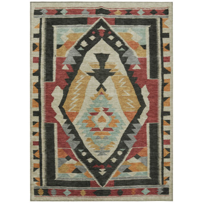 Machine Washable Indoor/Outdoor Xhevrie Red Rug