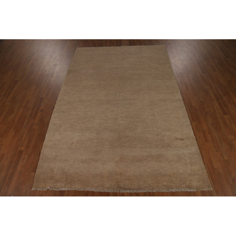 Brown Solid Gabbeh Oriental Area Rug 7x10