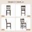 Tabouret de bar rembourré de 65 cm (25,59 po) avec dossier à lattes verticales et pieds en bois massif-1250565940