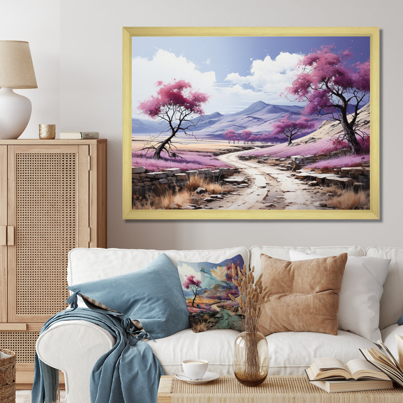 " Purple Road Endless Journey II ", 24" H x 32" W x 1" D, Gold Single Picture Framed