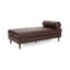 Méridienne Agaro, coussin traversin, cuir PU cousu gaufré brun