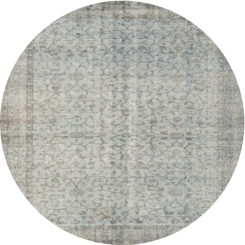 Tapis contemporain gris ardoise, Rond 8 pi
