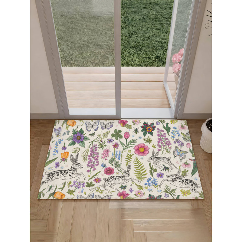 Tapis antidérapant pour salle de bain et cuisine, 24 po x 36 po, fleur de lapin tacheté