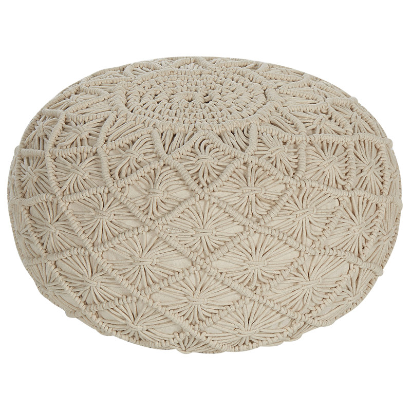 Gerasim 50cm Wide Round Pouffe Ottoman, Beige