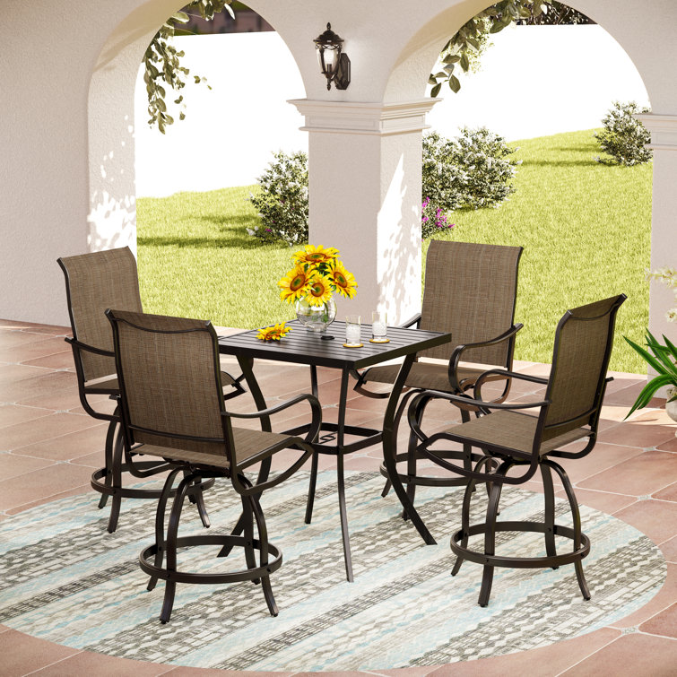 Alyne 4 - Person Metal Patio Dining Set with Square Table