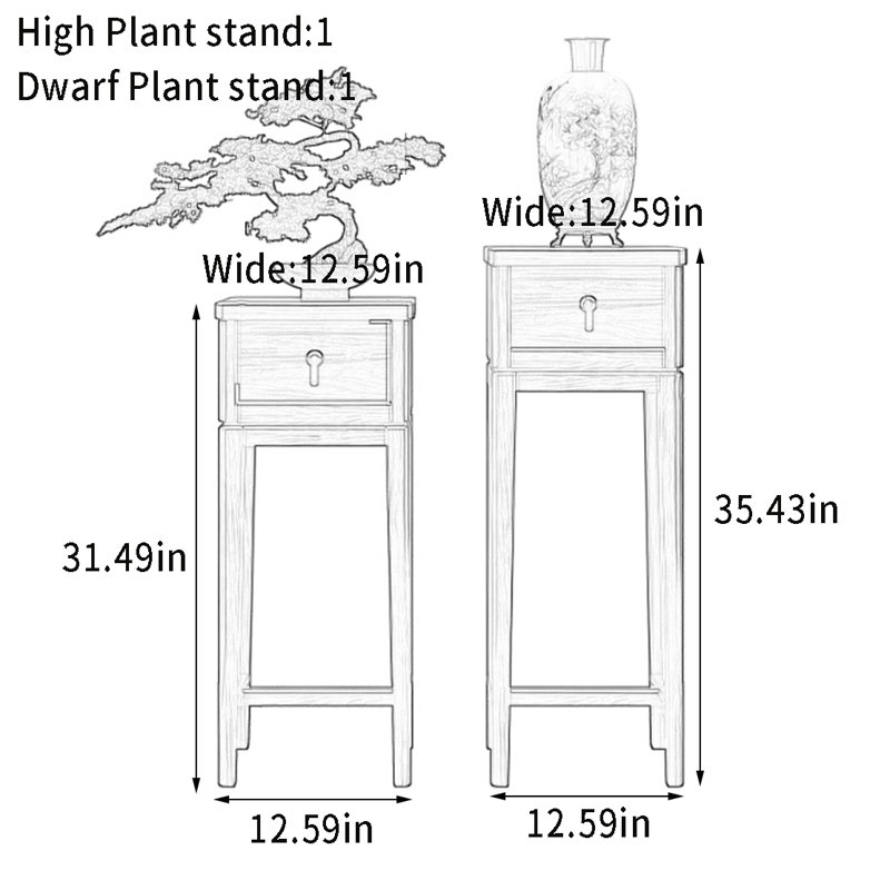 Support à plante en bois: tiroir, peinture écologique et robuste