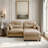 Sectional L-shaped Couch With Ottoman, Chenille Fabric-118759011