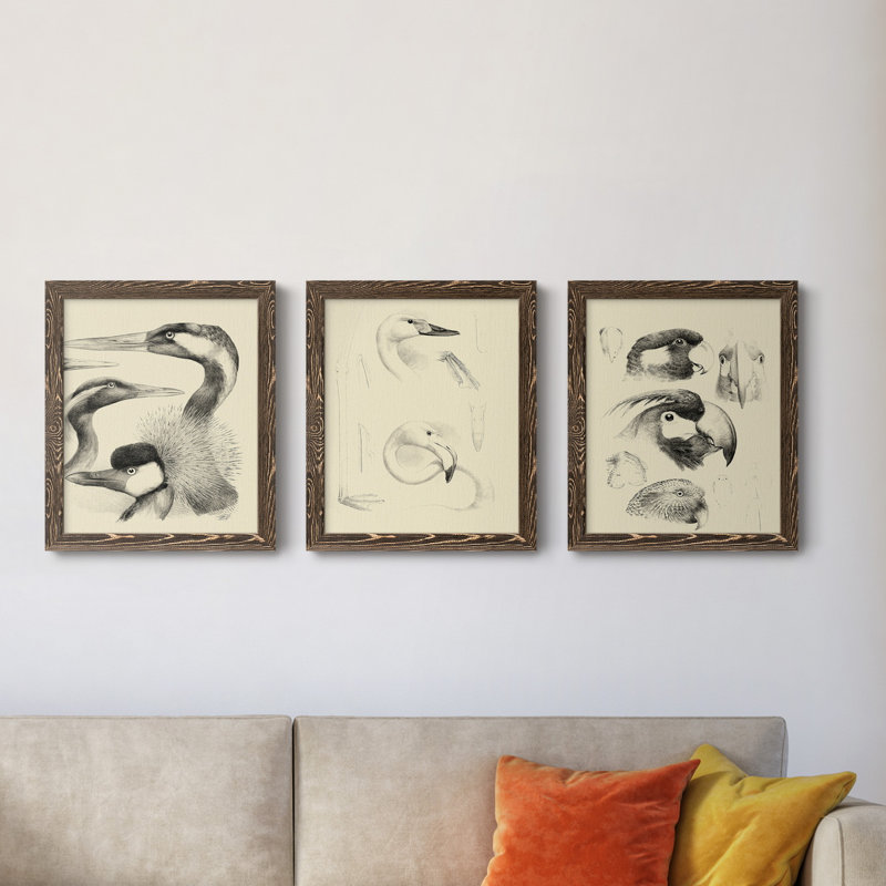 «A Sense of Space I», ensemble de 3 peintures sur toile encadrées, H 24 po x l 36 po x P 1,5 po, Noyer