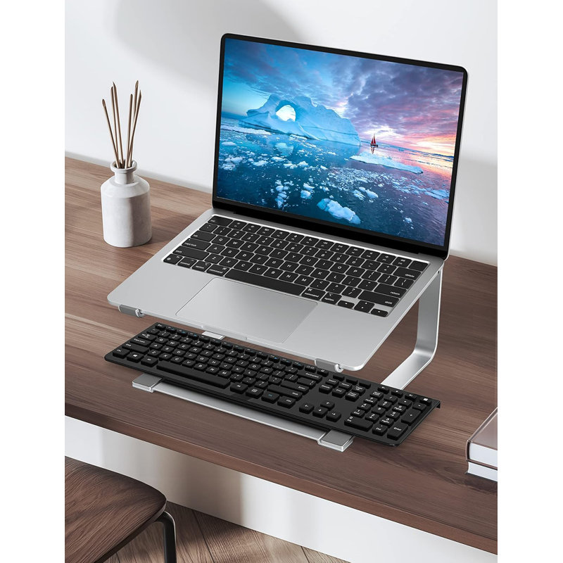 Laptop Stand For Desk, Metal Computer Riser, Heavy Stable PC Holder, Ergonomic Laptops Elevator For 12 To 17.3 Inches Notebook Computer, Silver