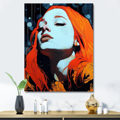 Illustration rétro d'une belle rousse rêveuse