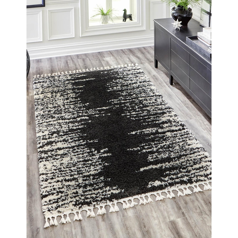 Tapis noir / blanc Knupp, Rectangle de 10 pi x 14 pi