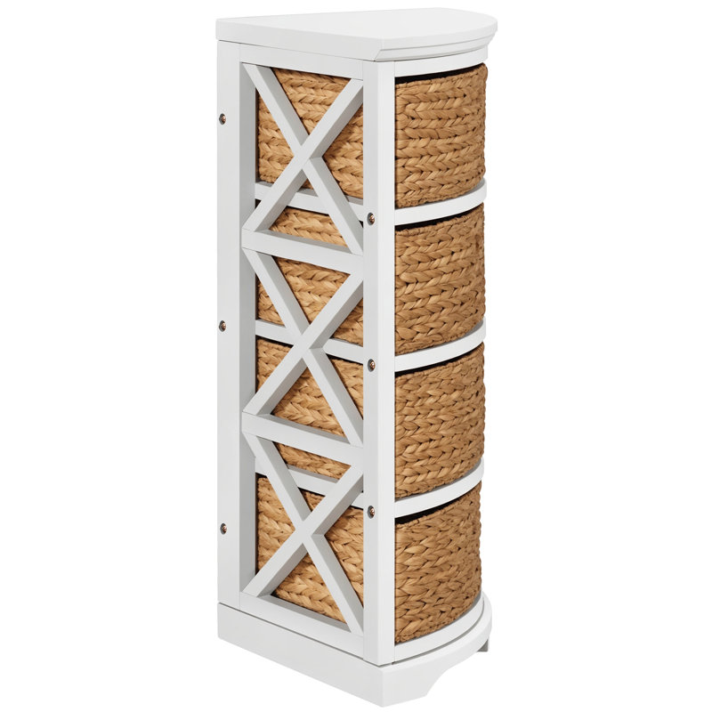 Solid Wood 4 Drawer Storage Drawers, White