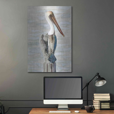 Highland Dunes «Brown Pelican 1» par Stellar Design Studio, art mural en métal, 12 po x 16 po
