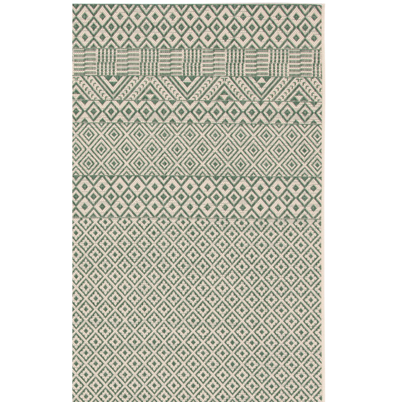 Tapis intérieur / extérieur vert foncé / beige Cate Southwestern, Carré 6 pi 7 po