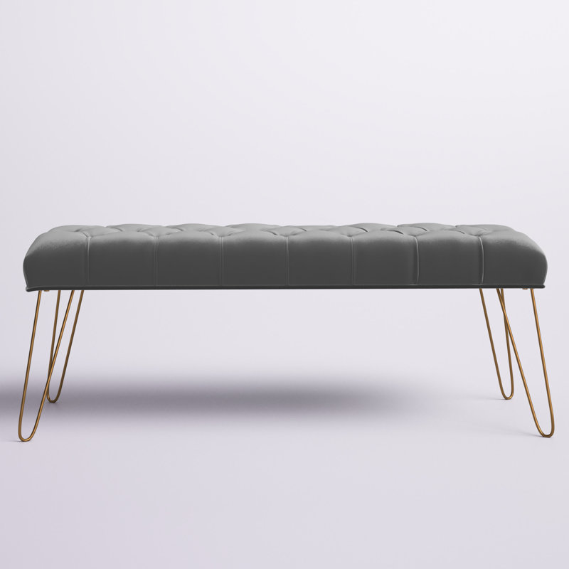 Romilda Velvet Upholstered Bench, Gray