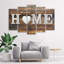 Home Heart Brown Retro 5 Piece Wrapped Canvas Wall Art Set-304911156
