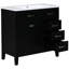 Meuble-lavabo noir avec lavabo 36 po. Tiroirs d'armoire modernes. Bois massif fabriqué et lavabo en céramique lisse. Assemblage requis