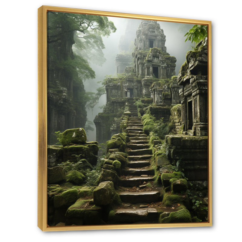 «Brozany Asian Art Journey To Angkor V», reproduction d'art sur toile, H 44 po x l 34 po x P 1,5 po, Cadre flottant doré