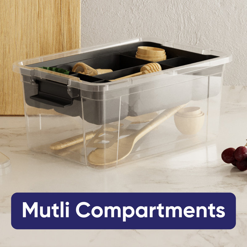  Mini bac de rangement transparent avec couvercle, 1,85 pte Boîte de rangement en plastique pour la maison, paquet de 36